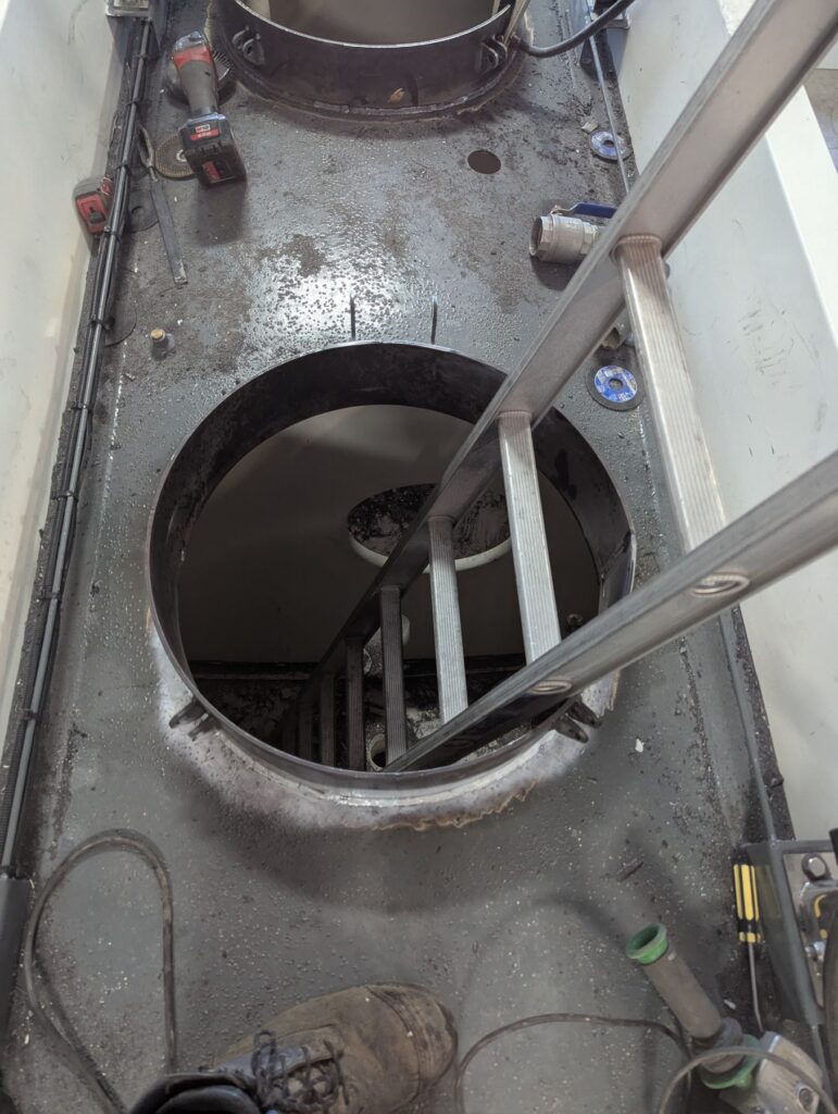 Pressure vessel manway opened for internal inspection
